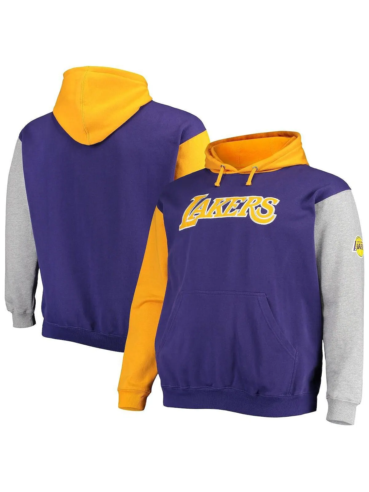 Мужская фирменная пурпурно-золотая толстовка с капюшоном los angeles lakers big and tall double — изображение 1 из 4