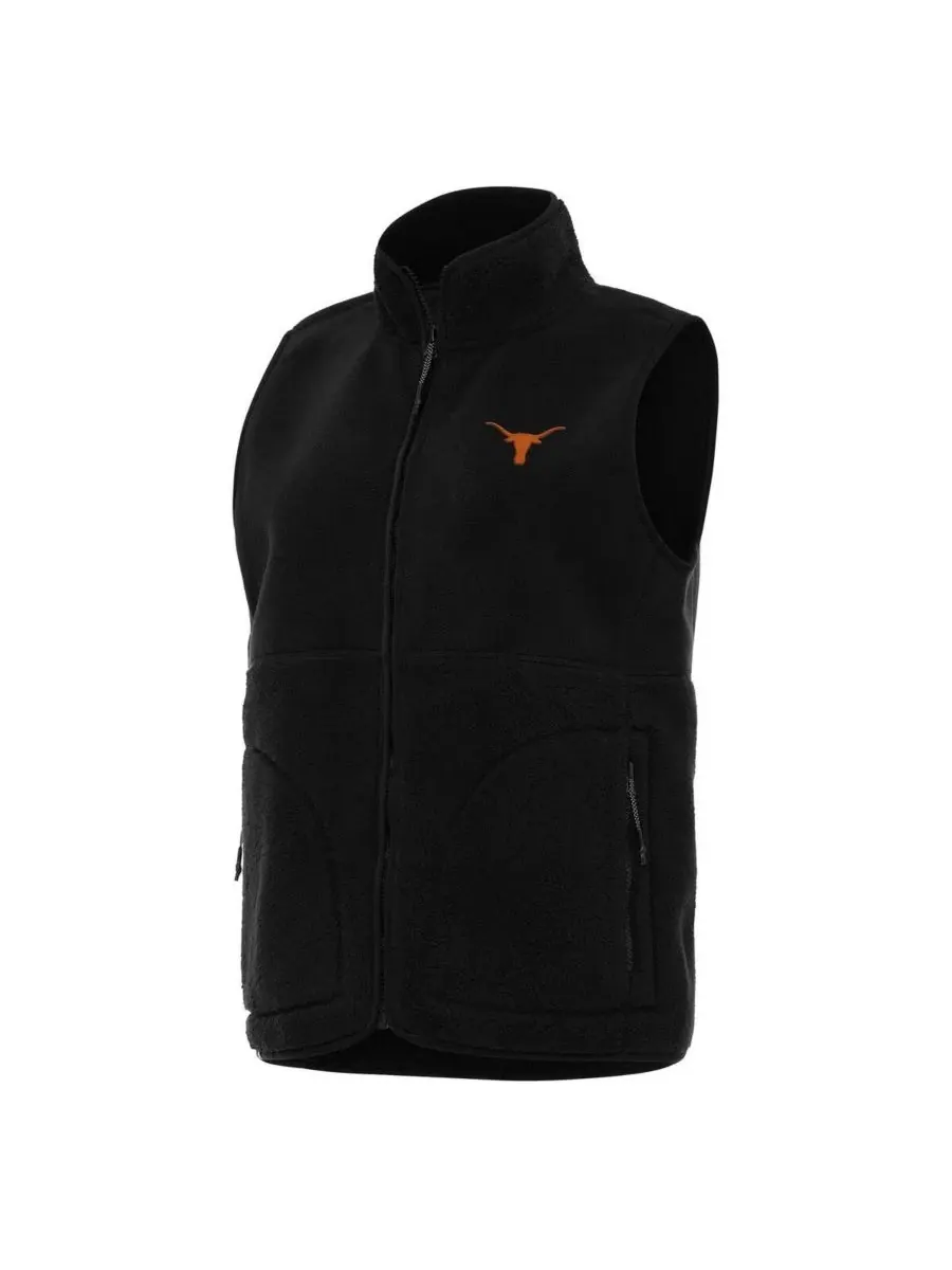 Antigua Женский черный жилет на молнии с символикой команды Texas Longhorns — изображение 1 из 1