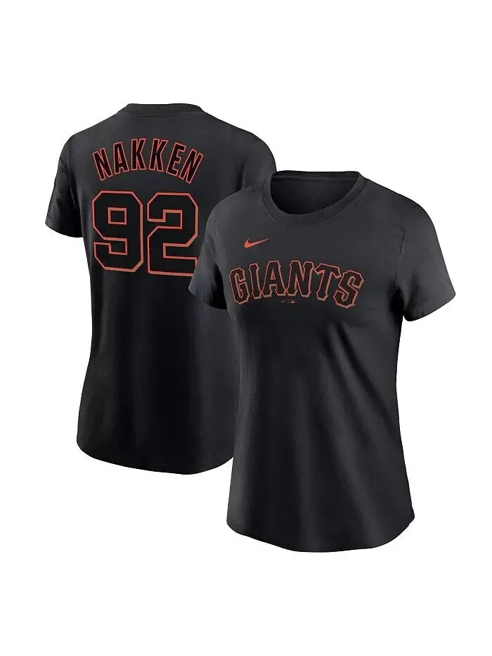 Женская черная футболка с именем и номером San Francisco Giants Alyssa Nakken Nike — изображение 1 из 3