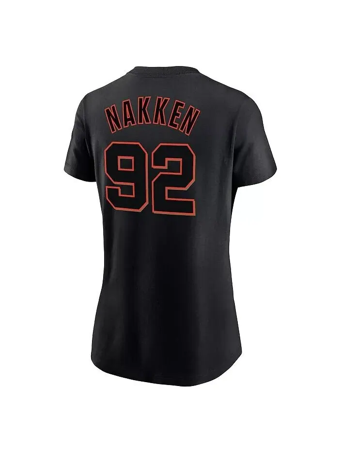 Женская черная футболка с именем и номером San Francisco Giants Alyssa Nakken Nike — изображение 2 из 3