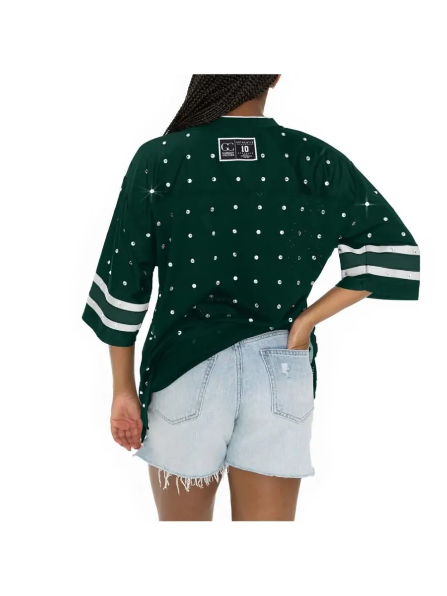 Gameday Couture Женская зеленая футболка New York Jets с V-образным вырезом и стразами, украшенная — изображение 2 из 5