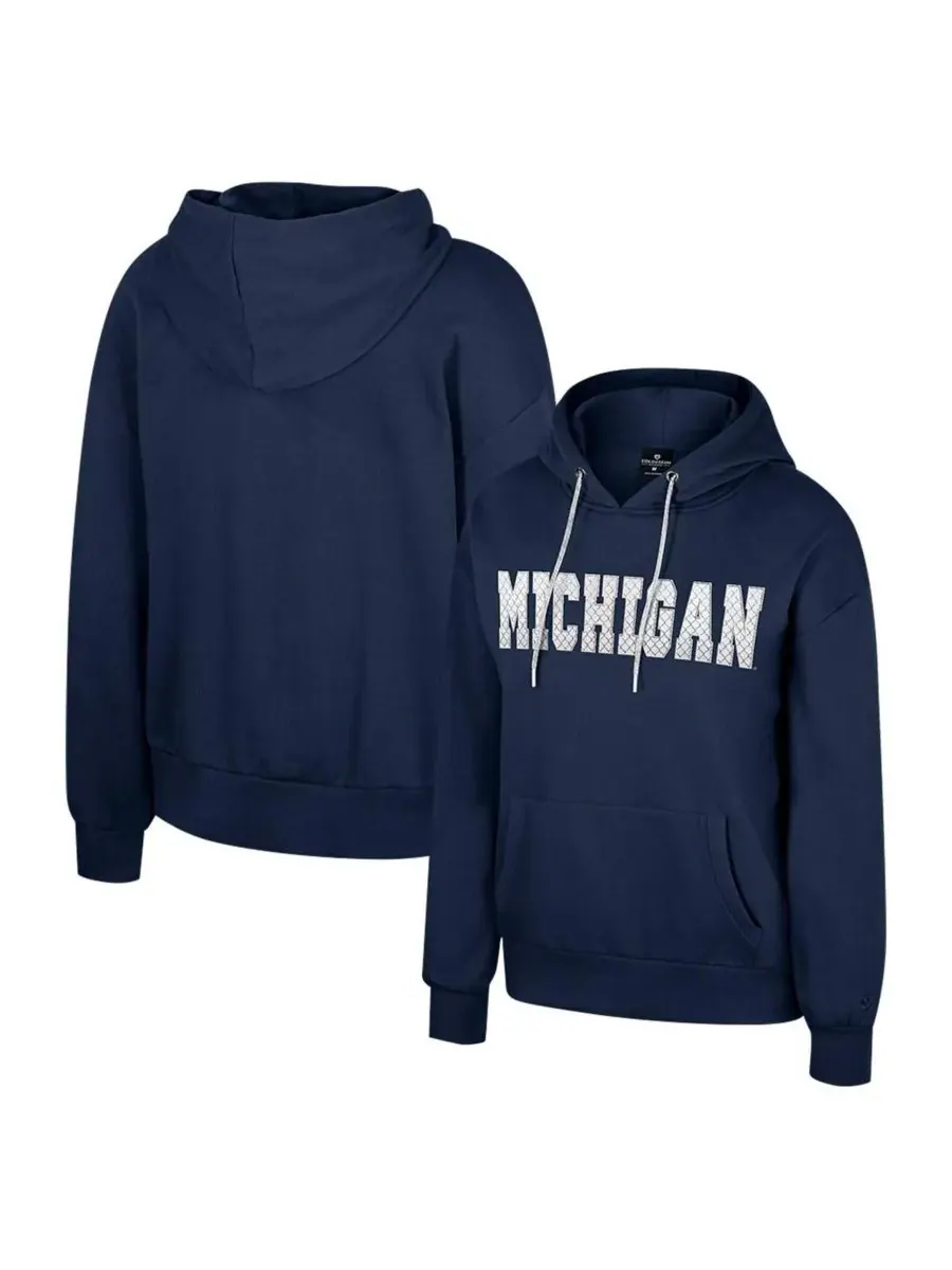 Colosseum Женская темно-синяя толстовка с капюшоном Michigan Wolverines Reflection Rhinestone — изображение 1 из 3