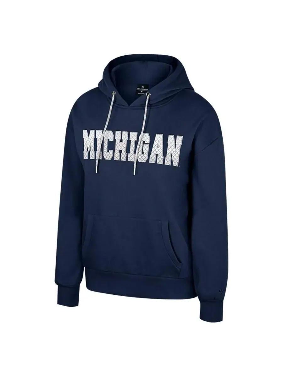 Colosseum Женская темно-синяя толстовка с капюшоном Michigan Wolverines Reflection Rhinestone — изображение 2 из 3