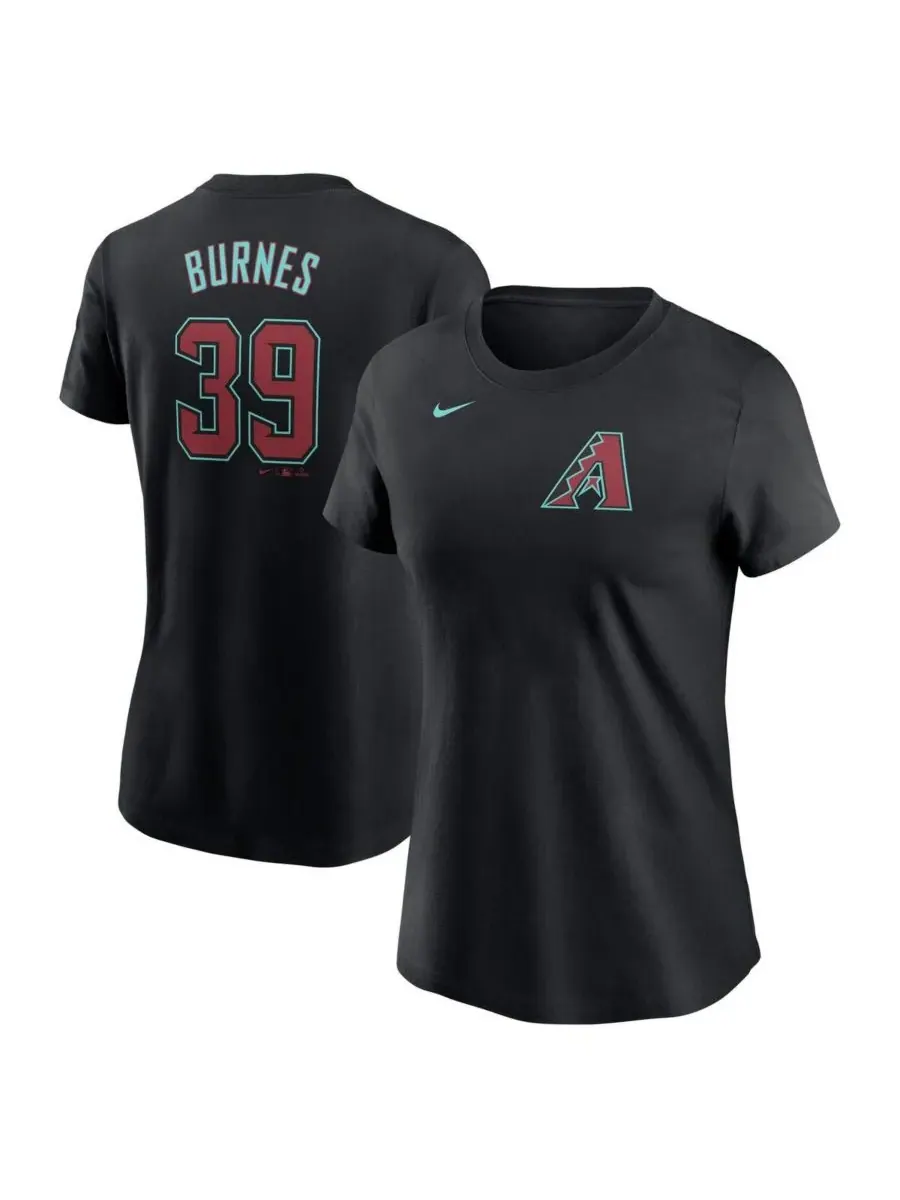 Nike Женская черная футболка Corbin Burnes Arizona Diamondbacks с фузом и номером игрока — изображение 1 из 3, черный