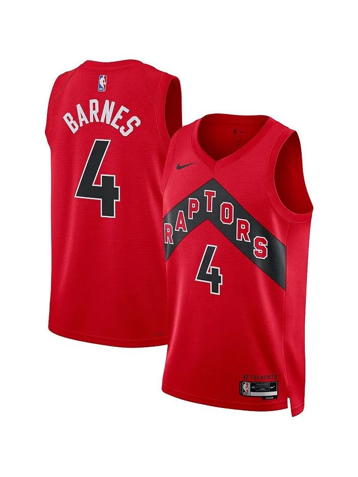 Мужская и женская майка Scottie Barnes Red Toronto Raptors 2022/23 Swingman — Icon Edition Nike