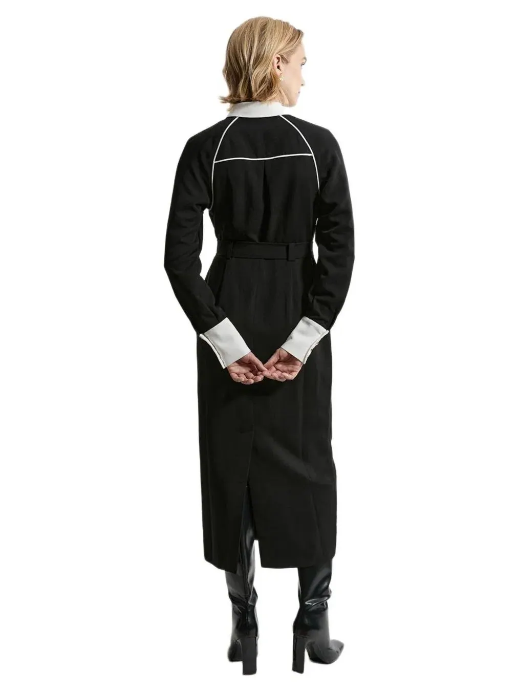 Женское миди-платье с контрастным воротником Karen Millen, Mono — изображение 3 из 8