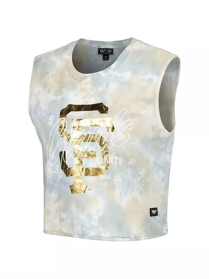 Женская белая майка-топ San Francisco Giants Washed Muscle The Wild Collective — изображение 2 из 4