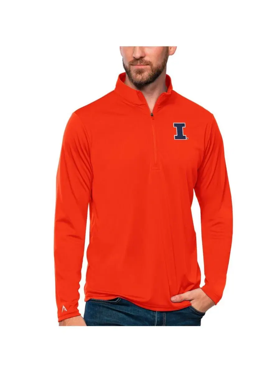 Мужская оранжевая футболка на молнии с символикой команды Illinois Fighting Illini Antigua — изображение 1 из 1, оранжевый