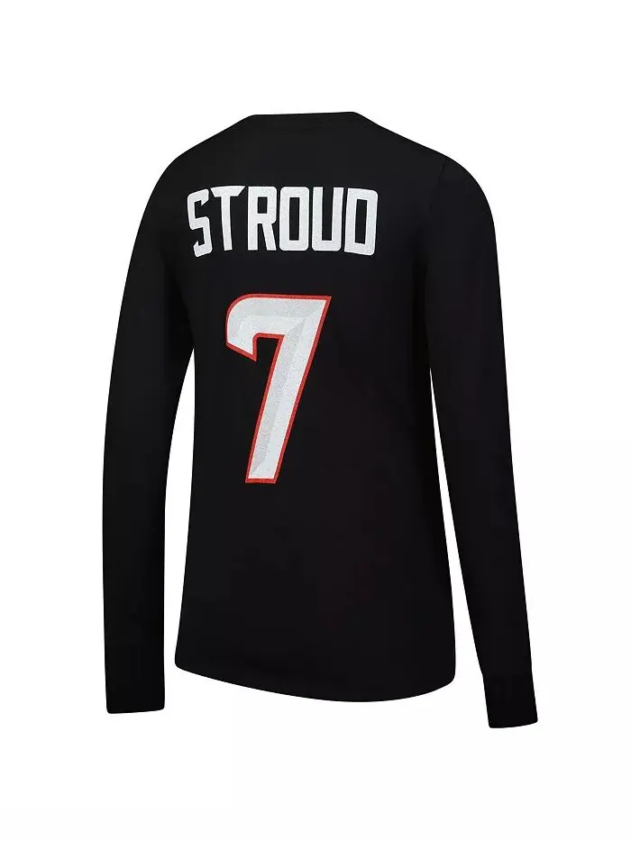 Женская футболка с длинным рукавом CJ Stroud Navy Houston Texans, имя игрока, номер Majestic — изображение 2 из 3