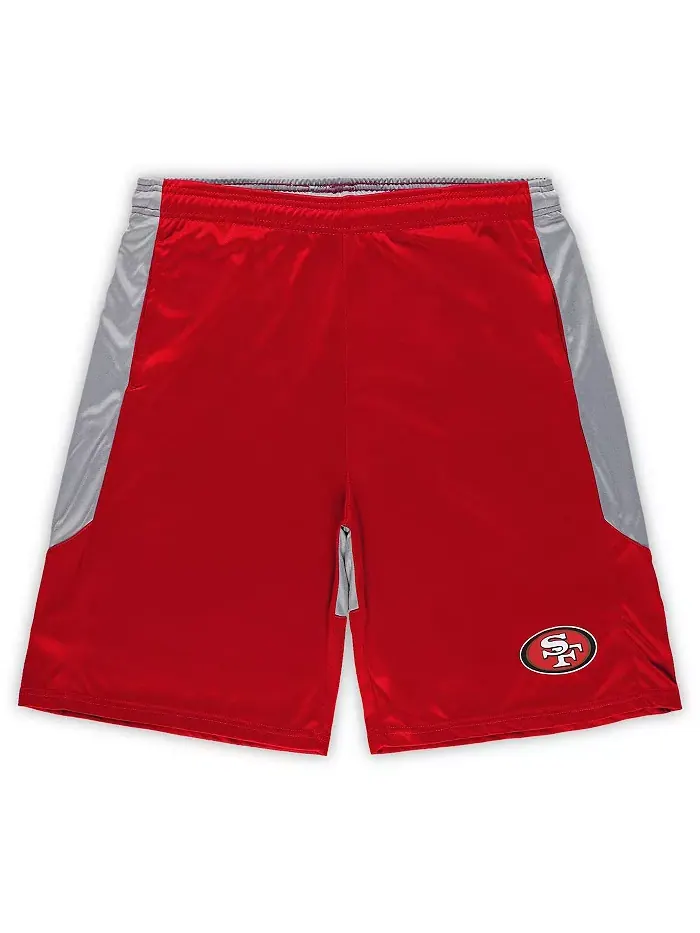 Мужские шорты большого размера San Francisco 49ers с логотипом команды в цвете алый/серебро Fanatics — изображение 3 из 3