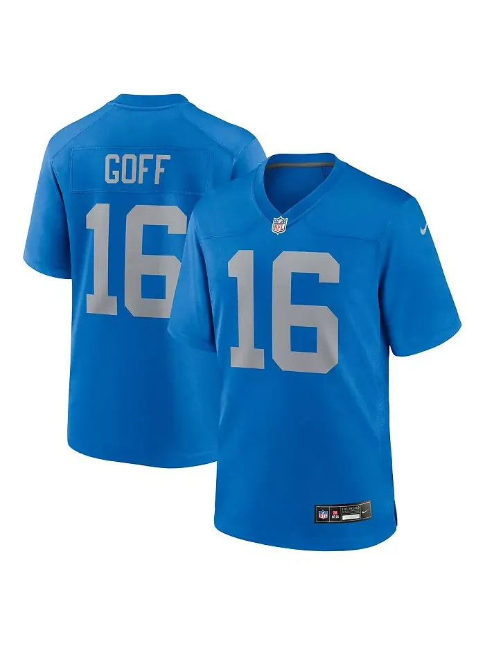 Мужская игровая джерси Detroit Lions альтернативного цвета Jared Goff синяя Nike — изображение 1 из 3