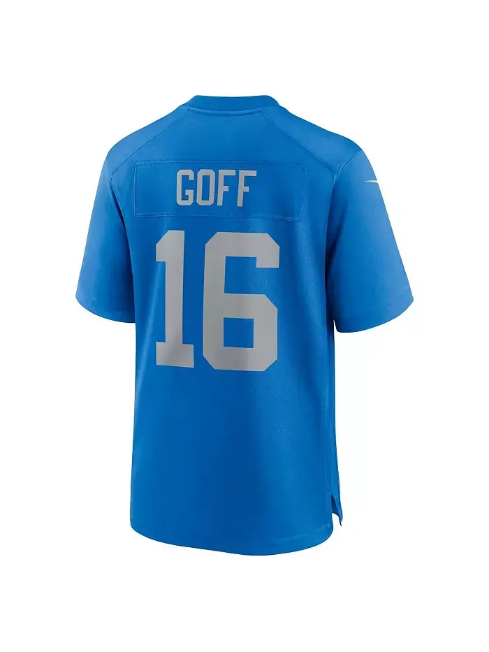 Мужская игровая джерси Detroit Lions альтернативного цвета Jared Goff синяя Nike — изображение 2 из 3