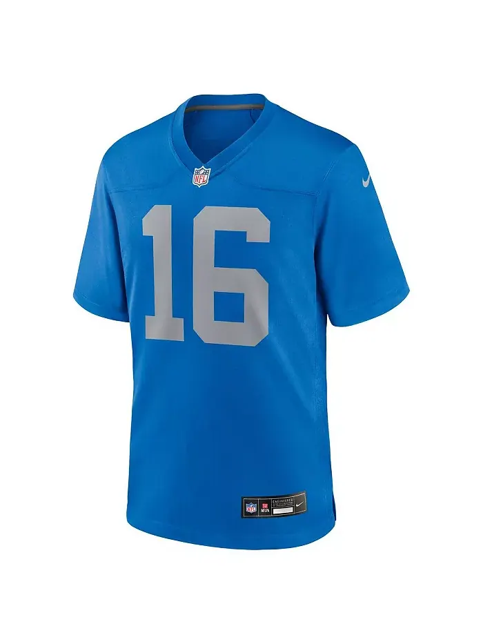 Мужская игровая джерси Detroit Lions альтернативного цвета Jared Goff синяя Nike — изображение 3 из 3