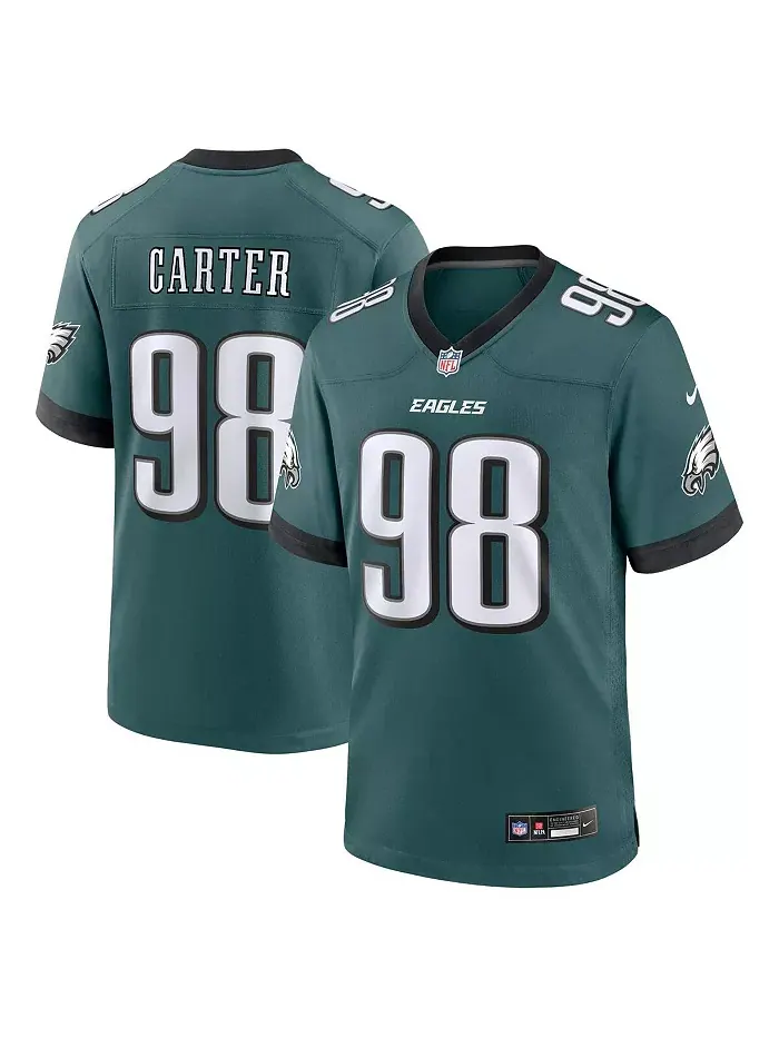 Мужская игровая футболка Philadelphia Eagles Team Game цвета Midnight Green, модель Jalen Carter — изображение 1 из 5
