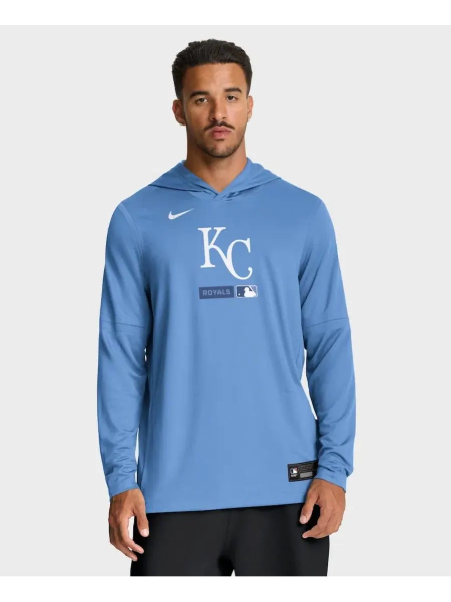 Лонгслив с капюшоном Nike Kansas City Royals Authentic Collection Dri-FIT — изображение 1 из 4, светлый синий