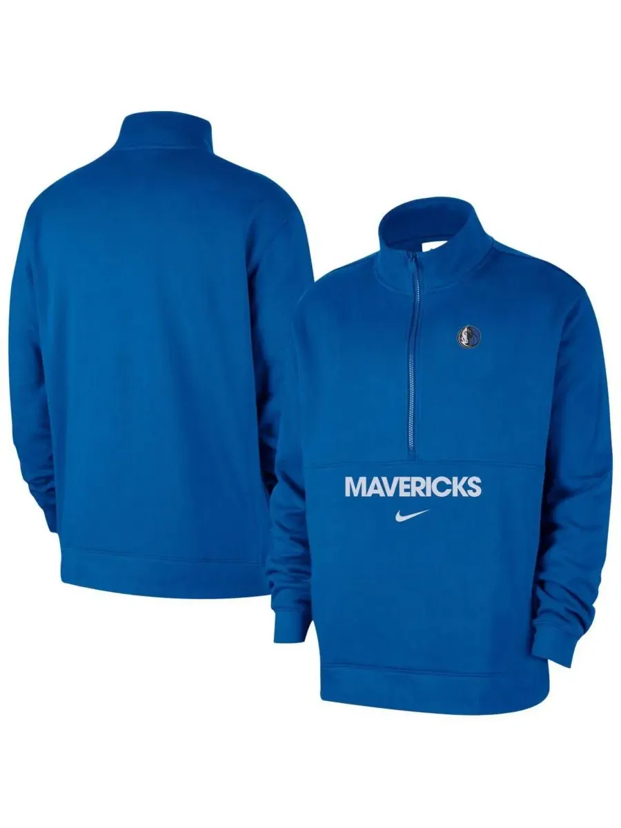 Мужская куртка-полузип с принтом Courtside Club Dallas Mavericks Nike — изображение 1 из 3, королевский