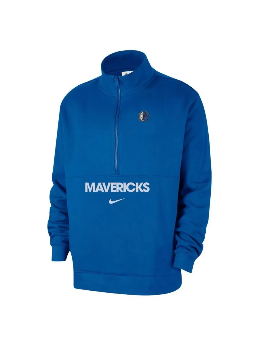 Мужская куртка-полузип с принтом Courtside Club Dallas Mavericks Nike — изображение 2 из 3, королевский