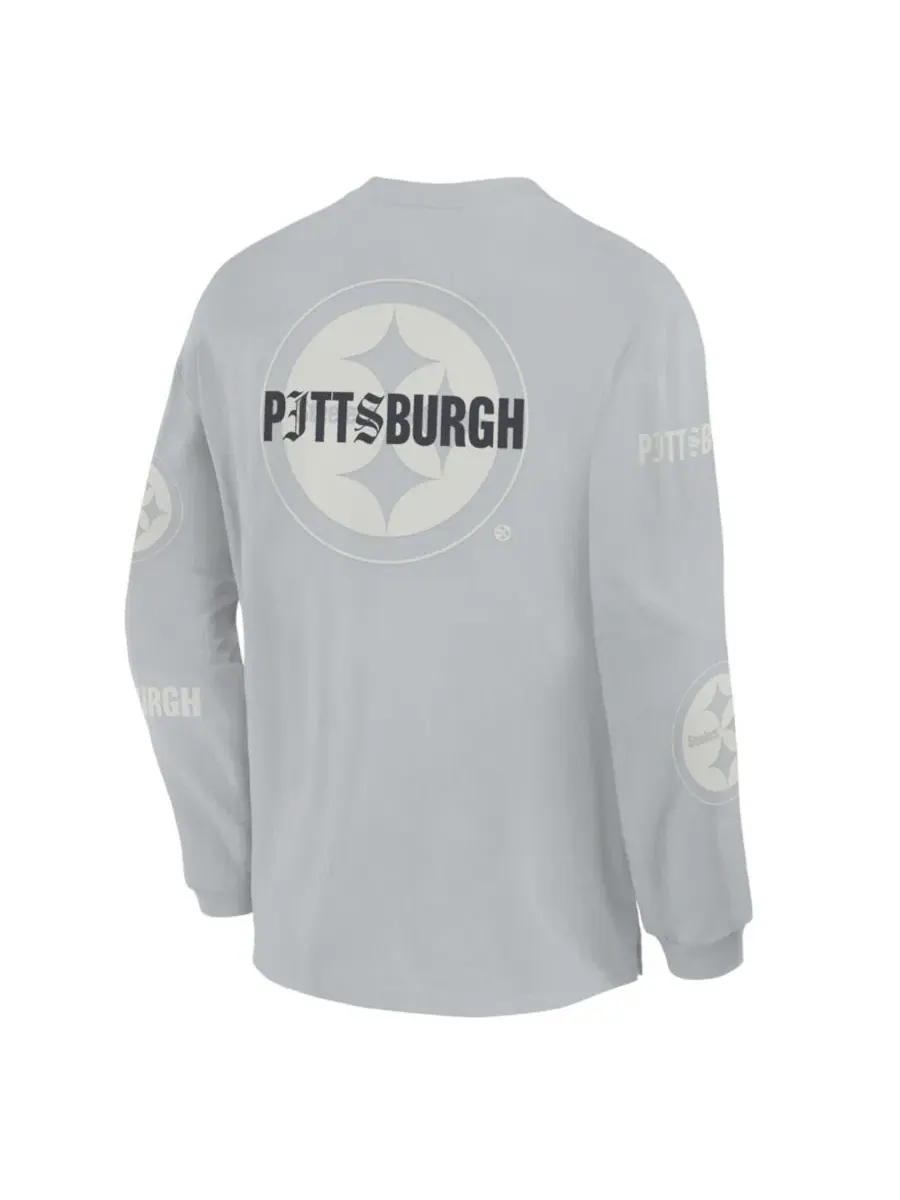 Футболка с длинным рукавом оверсайз с принтом Pittsburgh Steelers Fanatics — изображение 3 из 5, серый