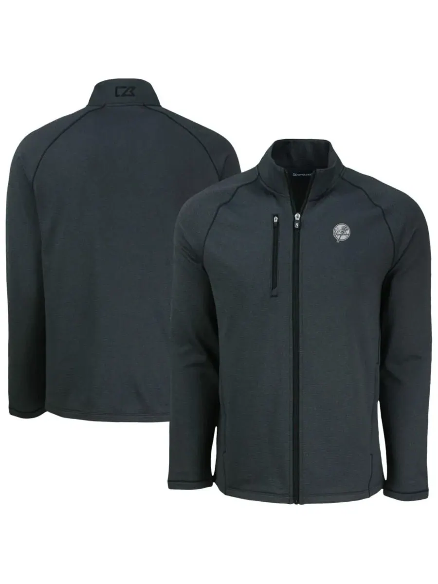 Мужская куртка-флисовая с принтом Peshastin Eco Fleece Raglan Full-Zip Cutter & Buck — изображение 1 из 3, черный