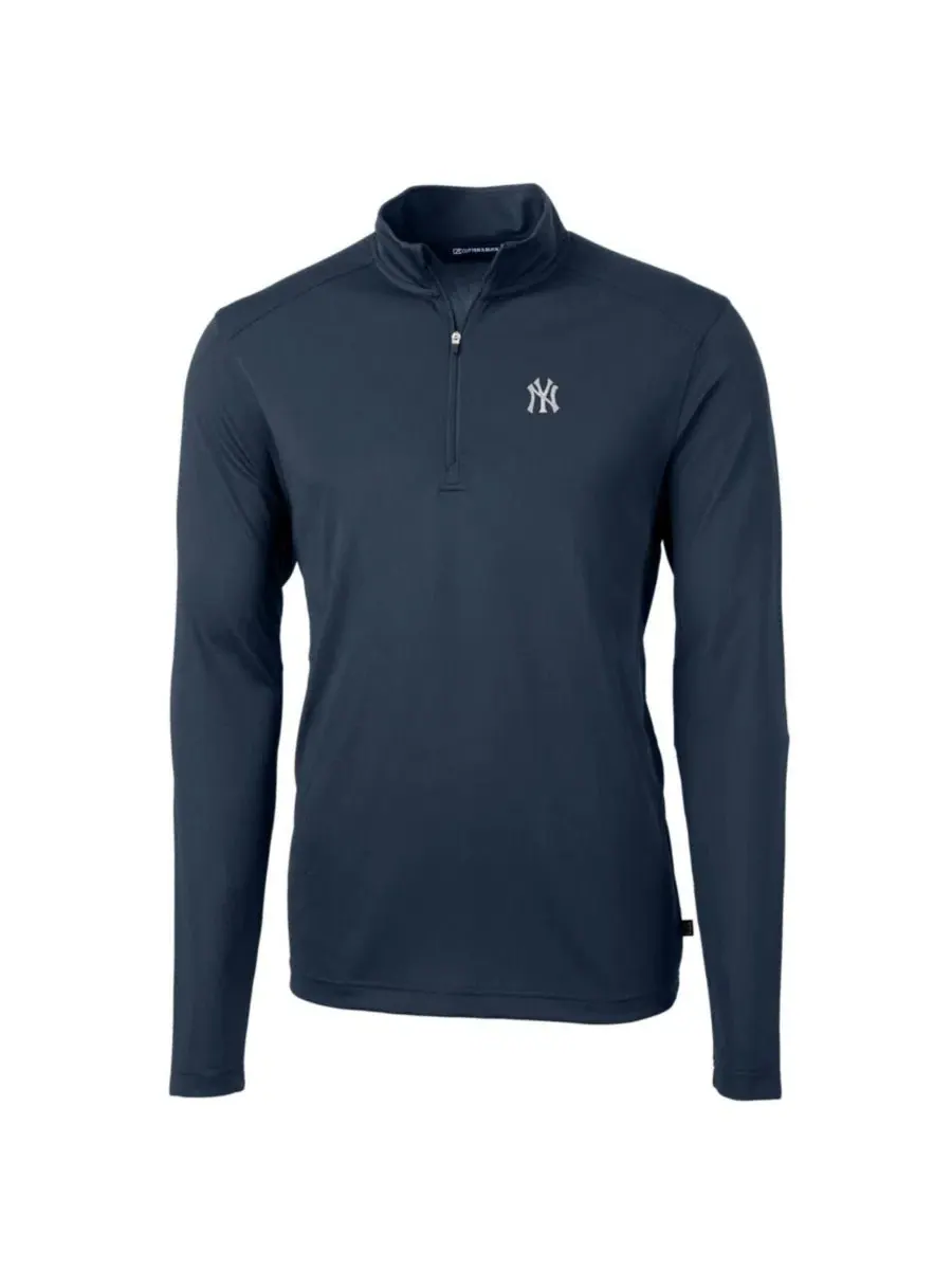 Пуловер с четверть-застежкой New York Yankees Virtue Eco Pique Cutter & Buck — изображение 2 из 3, темно-синий