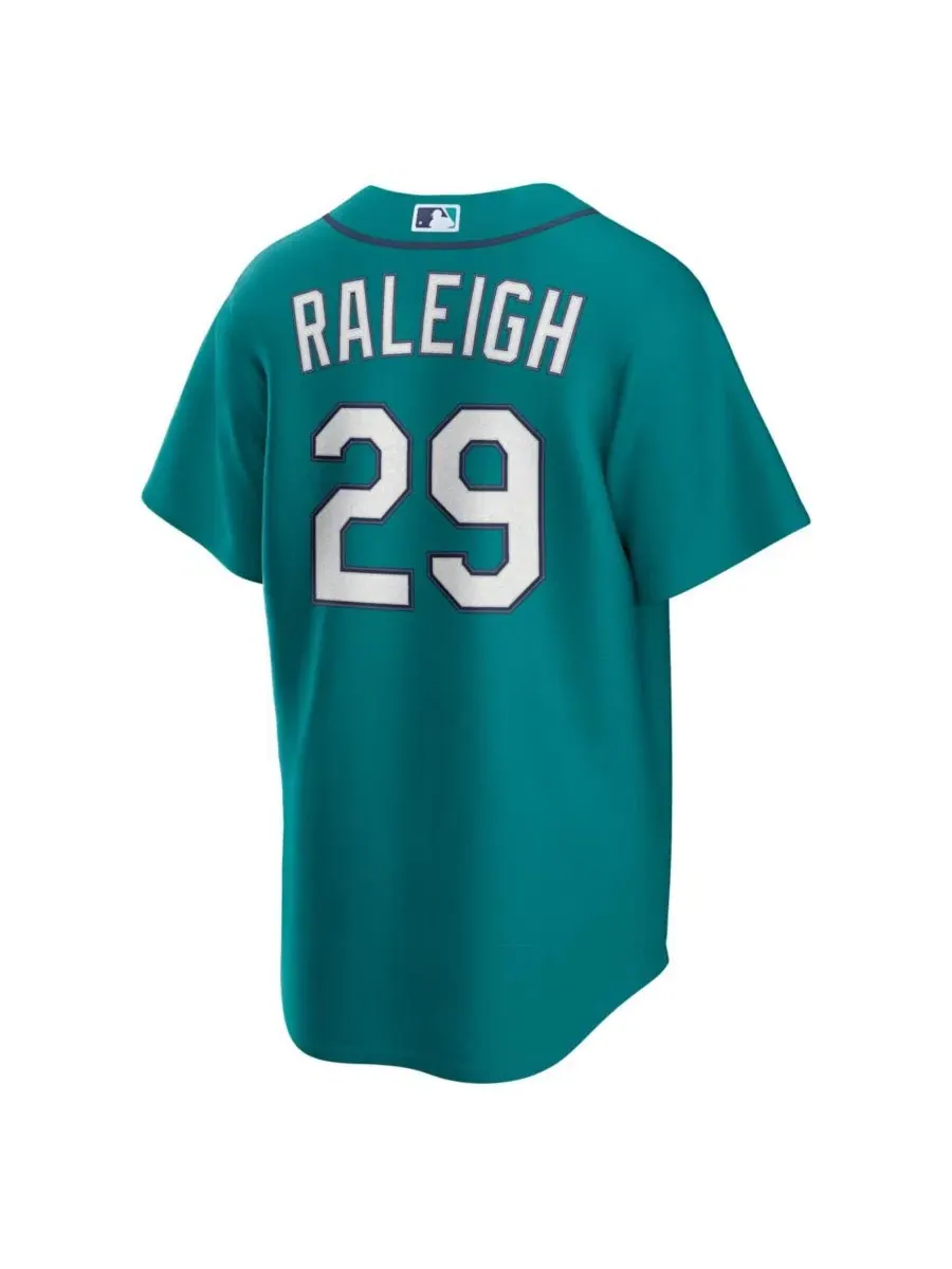 Мужская бейсбольная джерси Nike Seattle Mariners Cal Raleigh Alternate — изображение 3 из 3, бирюзовый