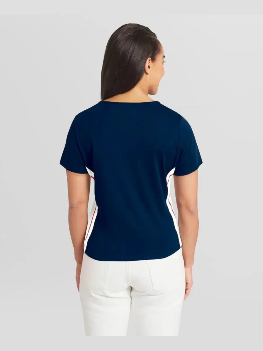 Футболка укороченная с вырезом Notch Neck Navy Boston Red Sox WEAR by Erin Andrews — изображение 4 из 4, темно-синий