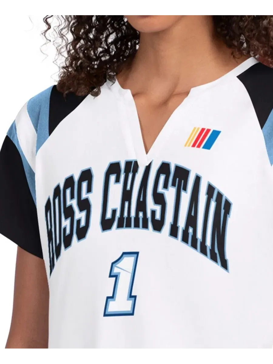 Футболка с длинным рукавом реглан с принтом Ross Chastain Game On G-III 4Her by Carl Banks — изображение 3 из 3, белый