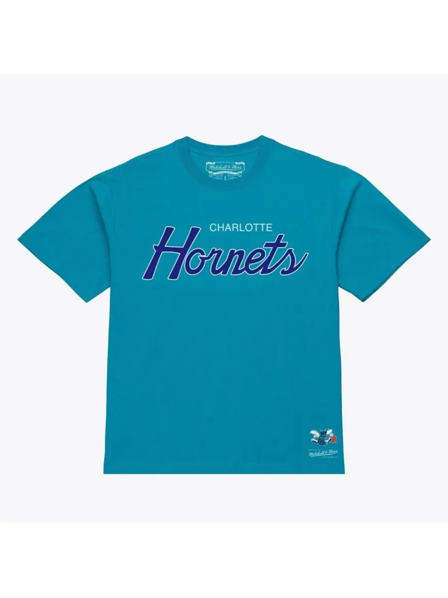 Футболка с принтом Vintage Wordmark Mitchell & Ness — изображение 1 из 2, бирюзовый