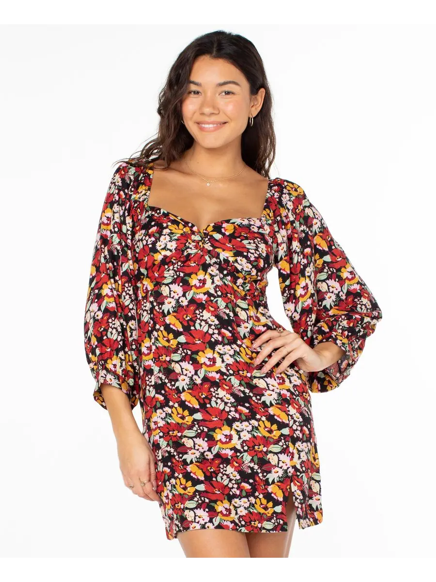Женское платье с принтом Лунные берега Roxy, Anthracite Bonita Floral