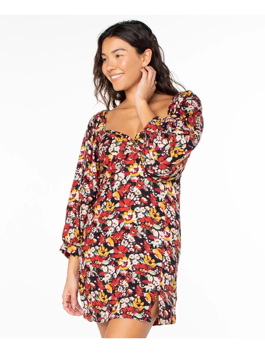 Женское платье с принтом Лунные берега Roxy, Anthracite Bonita Floral — изображение 3 из 5