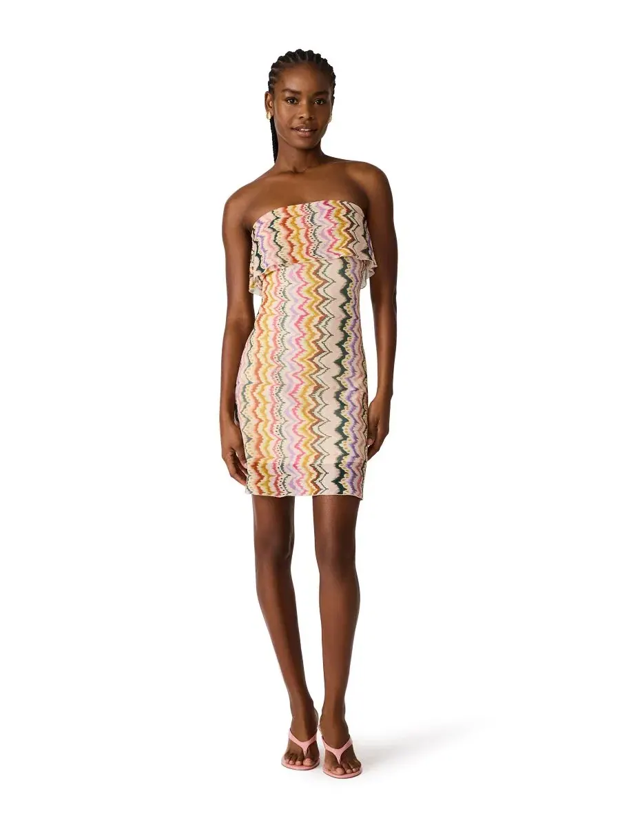 Платье мини без бретелек из сетки Bryar Steve Madden, Rainbow Vision — изображение 1 из 5