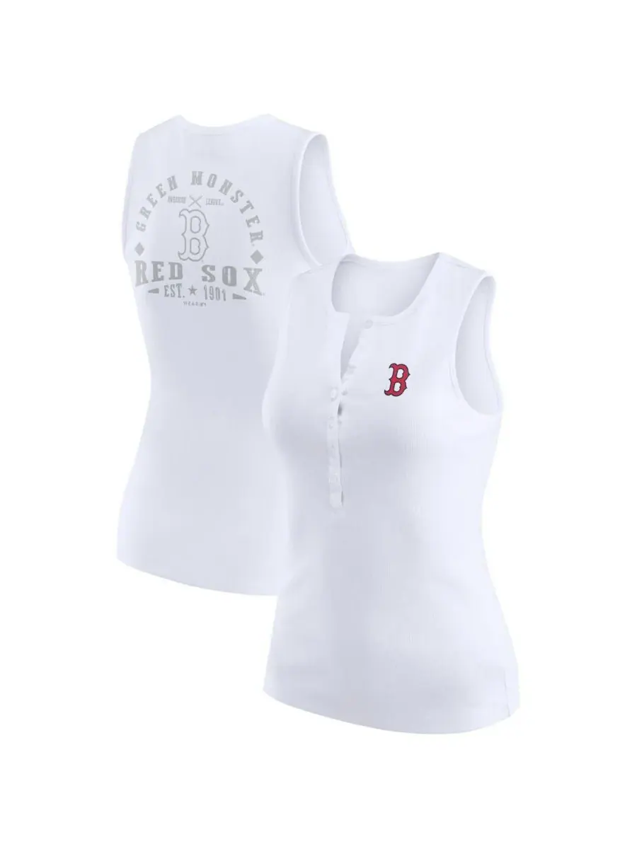WEAR by Erin Andrews Женская белая трикотажная майка-поло Boston Red Sox в рубчик — изображение 1 из 3, белый