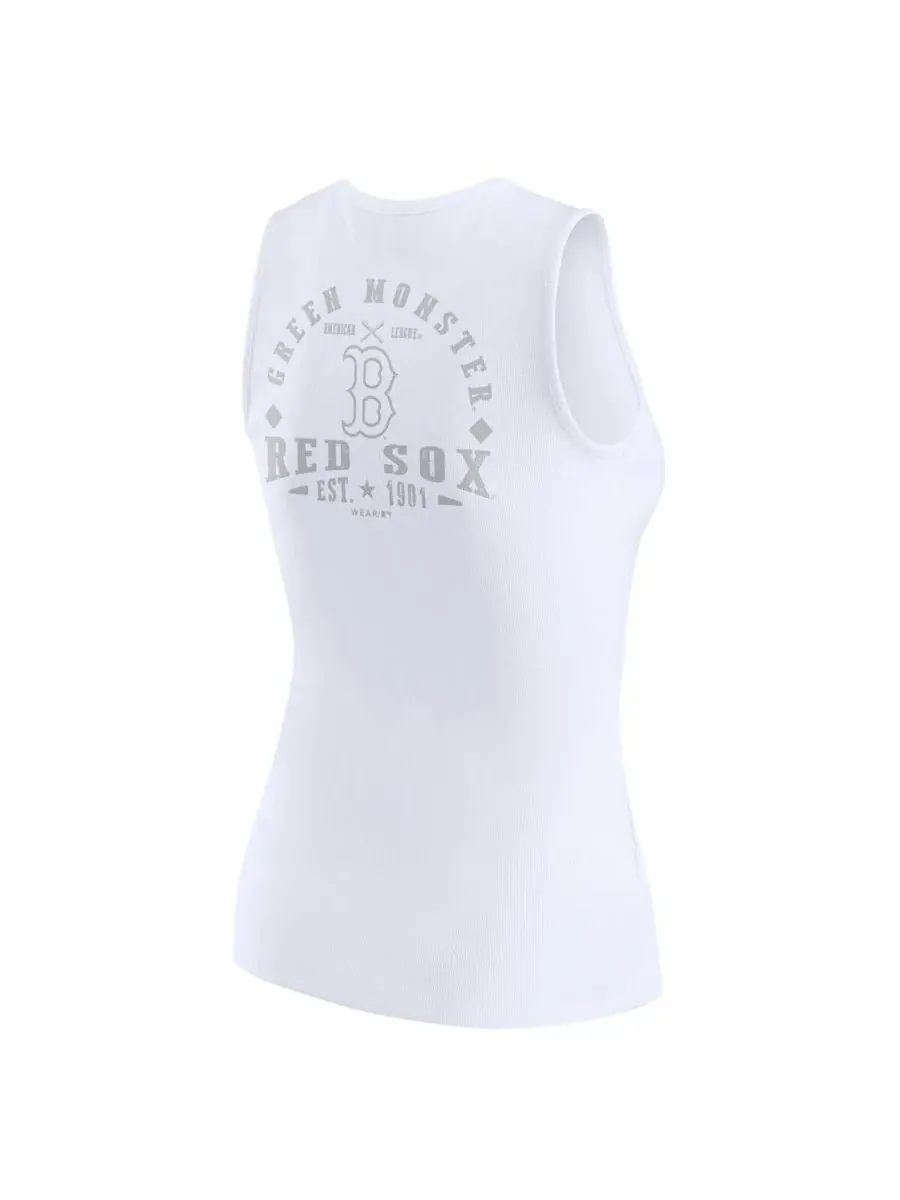 WEAR by Erin Andrews Женская белая трикотажная майка-поло Boston Red Sox в рубчик — изображение 3 из 3, белый