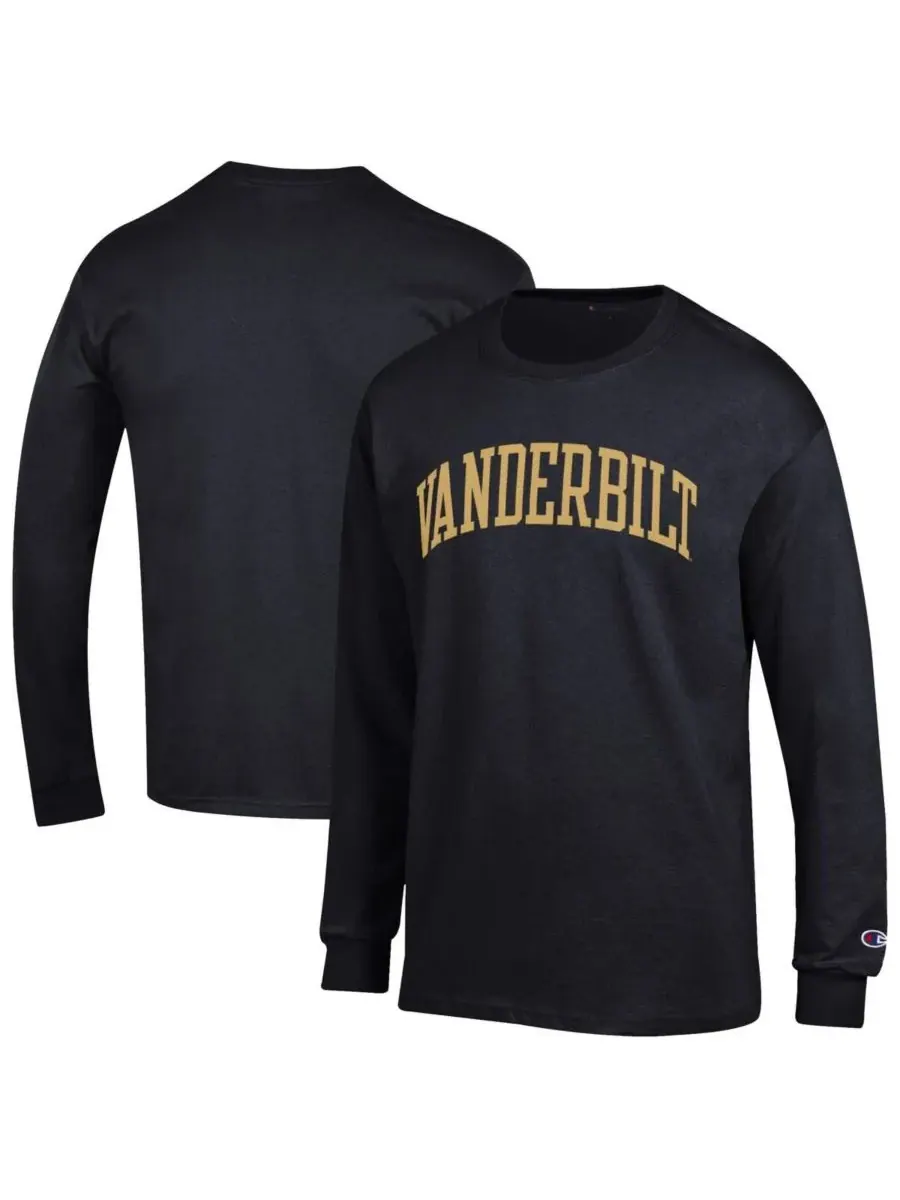 Champion Мужская черная футболка с длинным рукавом Vanderbilt Commodores Basic Arch — изображение 1 из 3, черный
