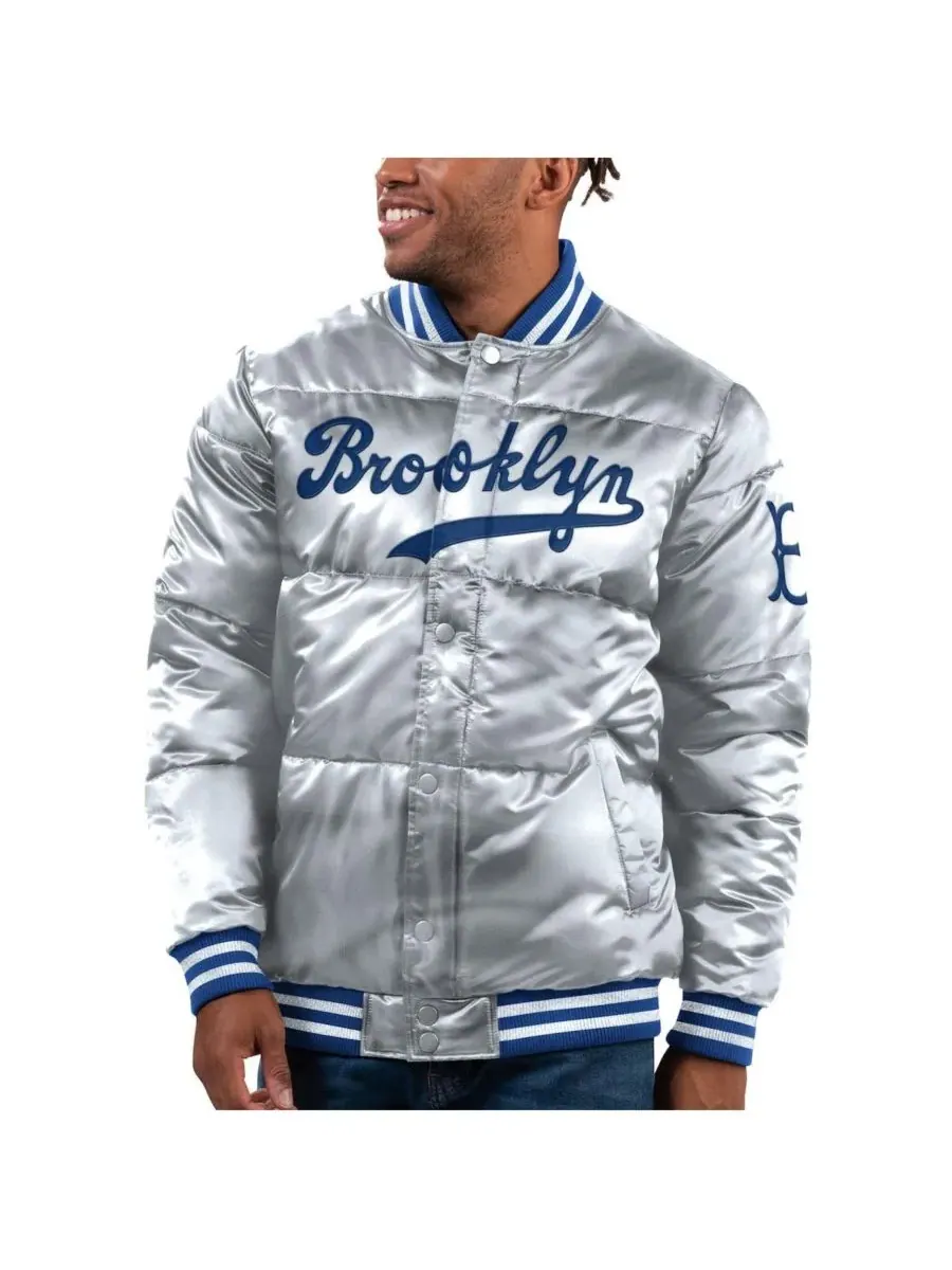 Starter Мужская серебристая атласная куртка-бомбер Brooklyn Dodgers Cooperstown Collection Bronx с — изображение 1 из 2
