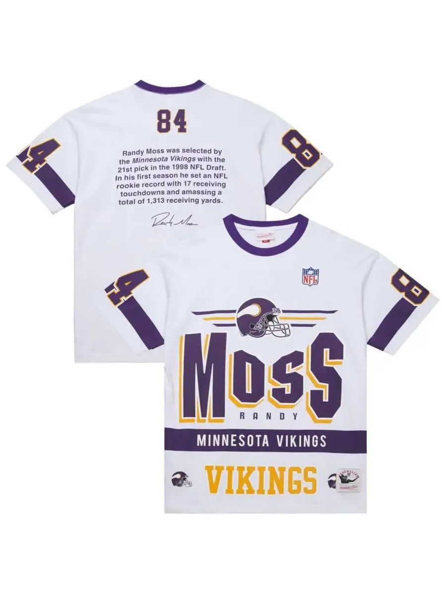 Mitchell & Ness Мужская белая футболка с винтажным логотипом команды Minnesota Vikings, посвященная — изображение 1 из 3
