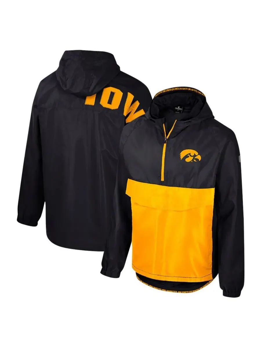 Colosseum Мужская черная куртка-анорак Iowa Hawkeyes Reloaded с половинной молнией — изображение 1 из 3, черный