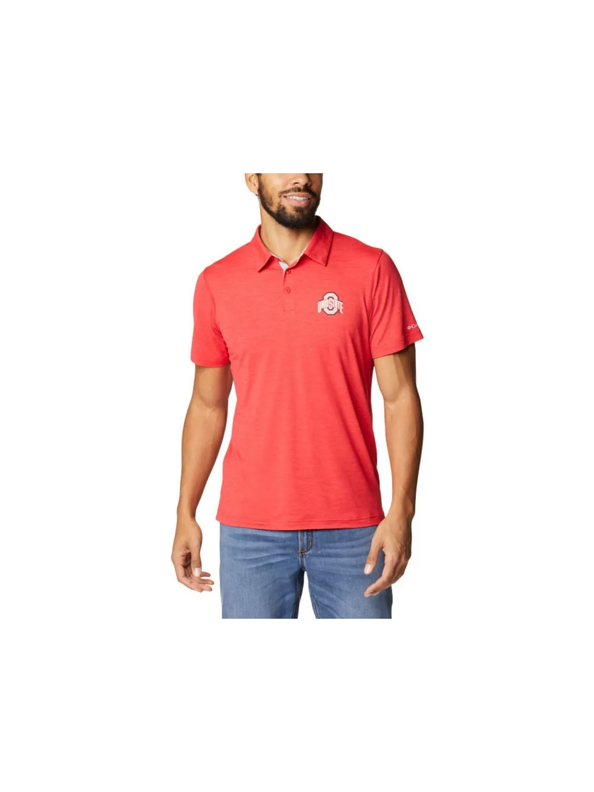 Мужская футболка-поло ohio state buckeyes tech trail Columbia — изображение 1 из 2, красный