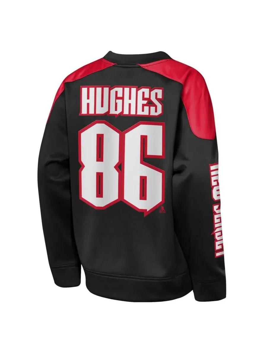 Outerstuff Толстовка с круглым вырезом Jack Hughes Black New Jersey Devils Best Defense для — изображение 2 из 3, черный