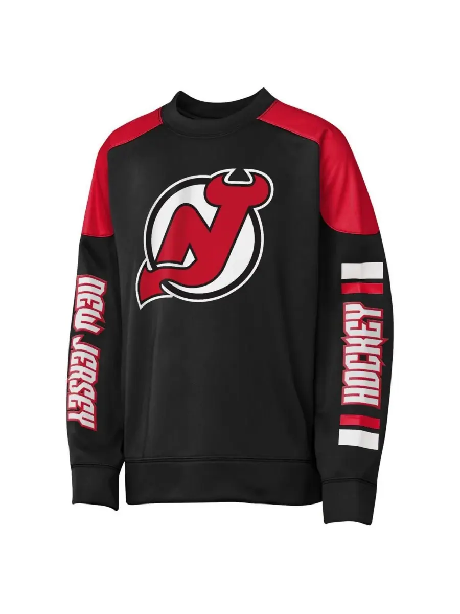 Outerstuff Толстовка с круглым вырезом Jack Hughes Black New Jersey Devils Best Defense для — изображение 3 из 3, черный