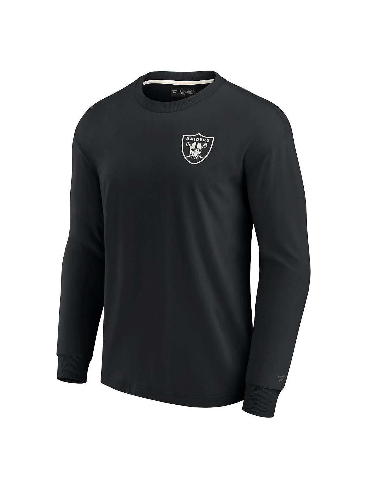 Черная мужская и женская супермягкая футболка с длинным рукавом Las Vegas Raiders Fanatics Signature — изображение 2 из 2