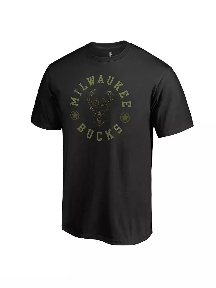 Мужская черная футболка Milwaukee Bucks Liberty Fanatics — изображение 1 из 2