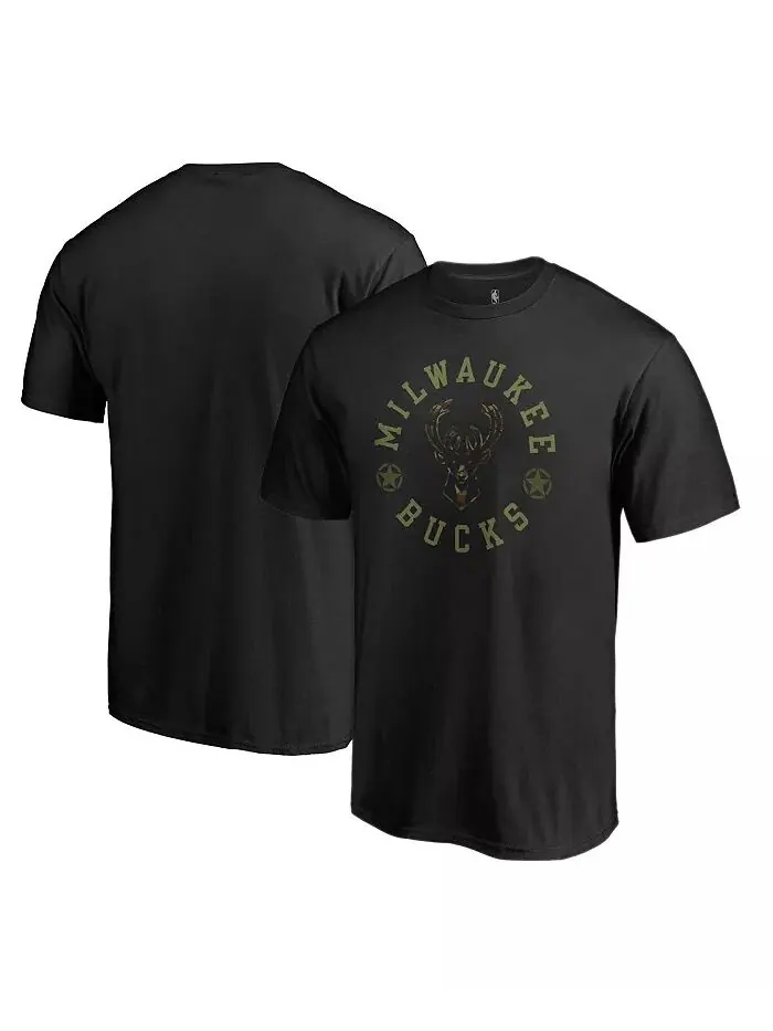 Мужская черная футболка Milwaukee Bucks Liberty Fanatics — изображение 2 из 2