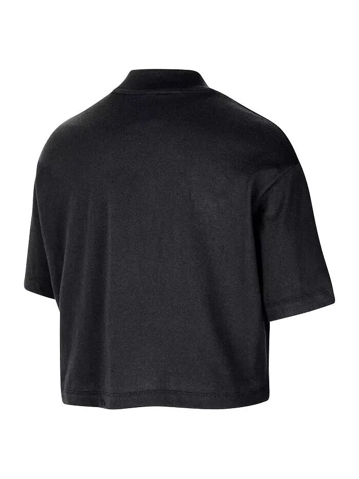 Женская черная футболка Boston Celtics Courtside Mock Neck свободного кроя укороченная Nike — изображение 3 из 3