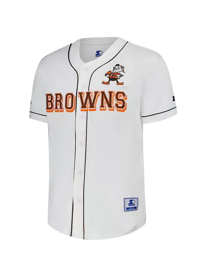 Мужская белая бейсбольная джерси Cleveland Browns Relay Vintage на пуговицах Starter — изображение 3 из 3