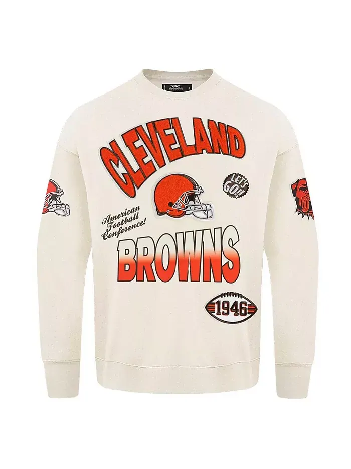 Мужская кремовая толстовка Cleveland Browns Turn It Up Pro Standard — изображение 3 из 5