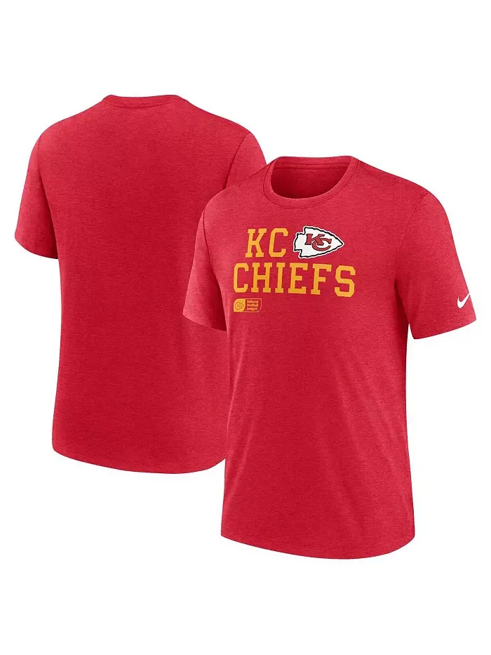 Мужская футболка Kansas City Chiefs с наложенным логотипом, трикотаж из смесовой ткани, красная Nike — изображение 1 из 3
