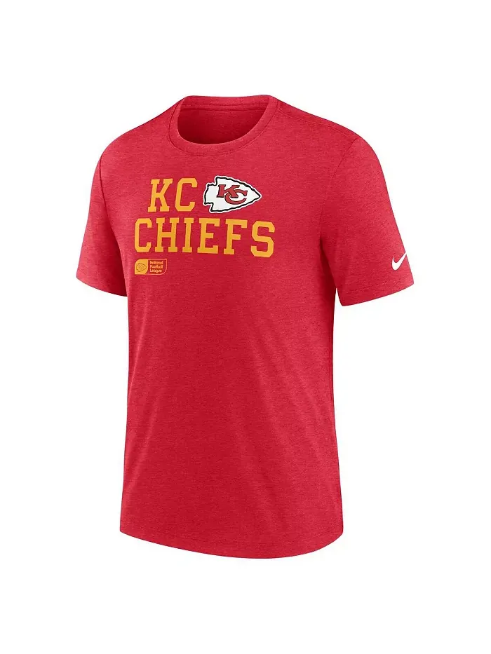Мужская футболка Kansas City Chiefs с наложенным логотипом, трикотаж из смесовой ткани, красная Nike — изображение 2 из 3