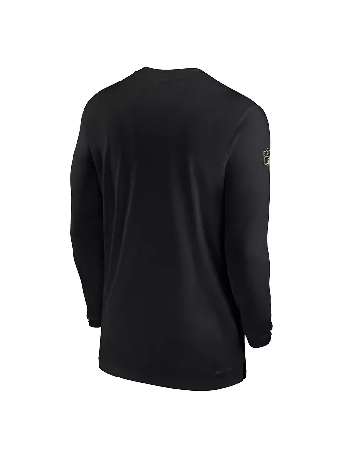 Мужская черная футболка New Orleans Saints Sideline Coach Performance с длинным рукавом Nike — изображение 3 из 3
