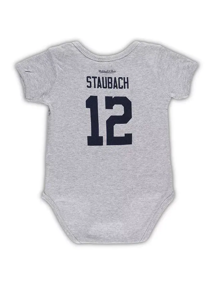 Боди для мальчиков и девочек Roger Staubach серый меланжевый Dallas Cowboys Mainliner с именем и — изображение 3 из 3